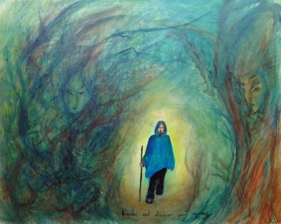 Wander and discover your journey, painting by AnneMarie Foley 